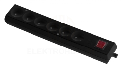 Gniazdo przenośne sześciokrotne 16A 2P 250V z wyłącznikiem czarne GN-660WS