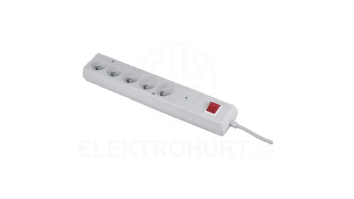 Listwa przeciwprzepięciowa PS-5P 5-gniazd z/u 10A 1,5m /OMY 3x1/ biała