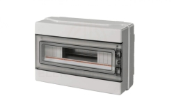 Rozdzielnica modułowa 1x18 n/t bezhalogenowa drzwi transp.IP65 szyna N+PE szara 1000V AC 1500V DC PV UV 290x390x140, EC62018E