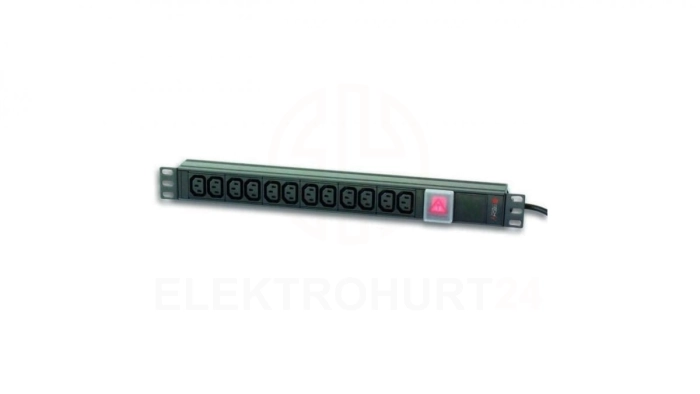 Listwa zasilająca RACK 1U 12x GNIAZDO C13 Wtyk C20 DO UPS I-CASE STRIP-12C