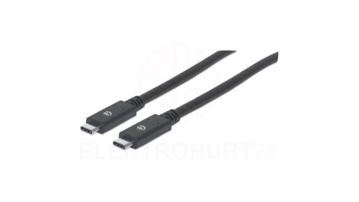 Kabel USB-C 3.2 Gen1 Typ-C M/M 60W 3A 5Gbps czarny 354905 /2m/