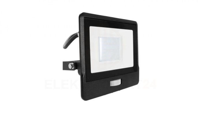 Projektor LED z czujnikiem ruchu 30W 2340lm 6500K Dioda SAMSUNG IP65 Kabel 1m Czarny 5 Lat Gwarancji 20288