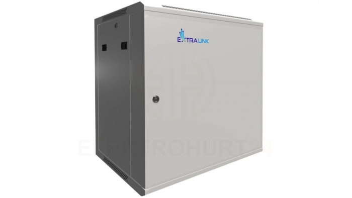 Szafa rack montowana na ścianie, drzwi blaszane pełne Extralink 12U 600x450 ASP Szara