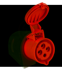 Gniazdo stałe 32A 4P 400V czerwone IP44 124-6