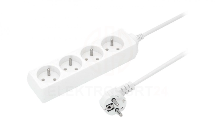 Przedłużacz 4-gniazda z/u 16A 5m /OMY 3x1,5/ biały PS-470 T-02220