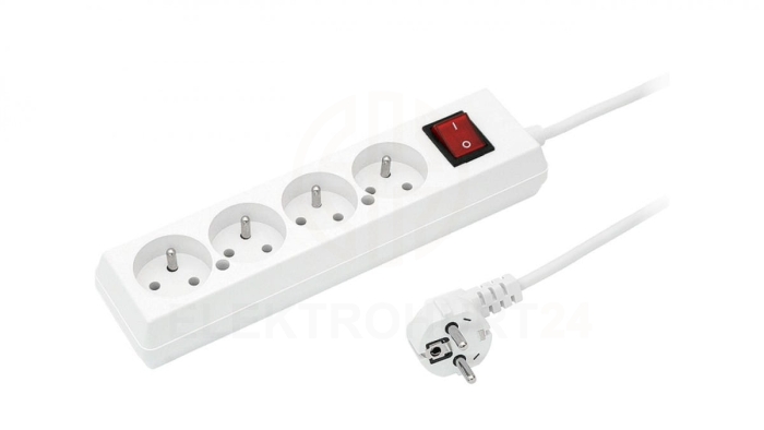 Przedłużacz z wyłącznikiem 4-gniazda z/u 16A 3m /OMY 3x1,5/ biały PS-470WS T-973310