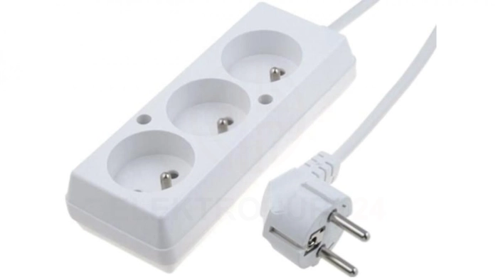Przedłużacz 3-gniazda z/u 16A 1,5m /OMY 3x1,5/ biały PS-370 T-110230