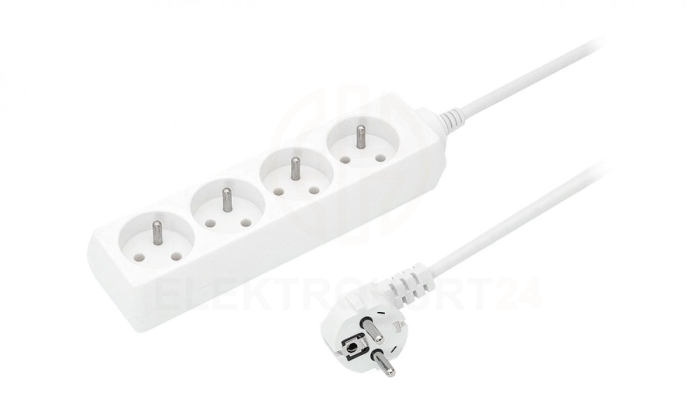 Przedłużacz 4-gniazda z/u 10A 1,5m /OMY 3x1/ biały PS-470 T-105650