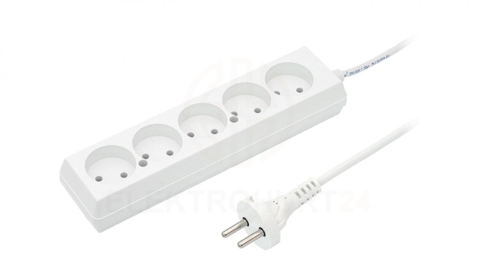 Przedłużacz 5-gniazd b/u 10A 1,5m /OMY 2x1/ biały PS-560 T-105750