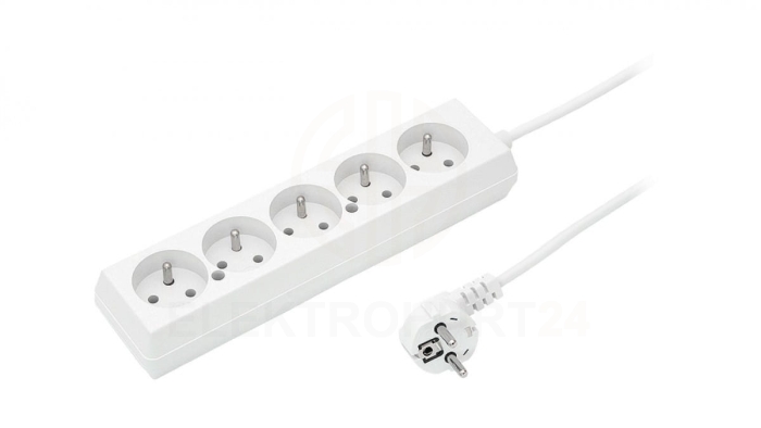 Przedłużacz 5-gniazd z/u 10A 3m /OMY 3x1/ biały PS-570 T-105810
