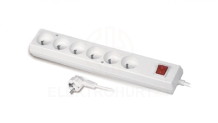 Przedłużacz z wyłącznikiem 6-gniazd z/u 10A 5m /OMY 3x1/ biały PS-670WS T-106220