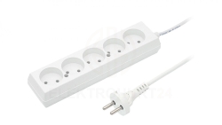 Przedłużacz 5-gniazd b/u 10A 3m /OMY 2x1/ biały PS-560 T-105770