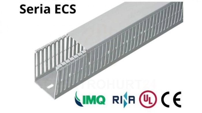 Korytko grzebieniowe samogasnące 4/6/4 150x80 szare z pokrywą PV UV /2m/ ECS15080