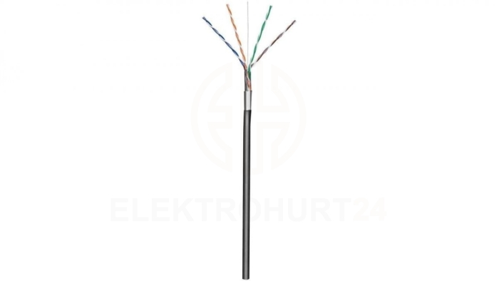 Kabel Skrętka Kat 5e F/UTP Drut 305m Czarna Zewnętrzna CCA