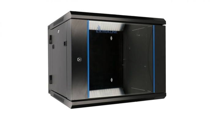 Szafa rack montowana na ścianie, dwusekcyjna Extralink 12U 600x600 AZH Czarna