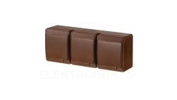 HERMES Gniazdo potrójne z/u 3x2P+Z schuko IP44 brązowy 0326-06