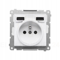 Simon 55 GNIAZDO Z/U Z ŁADOWARKĄ 2x USB BIAŁY MAT