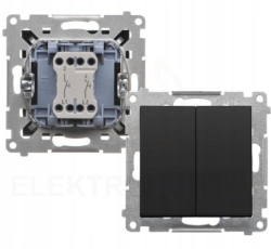 Simon 55 PRZYCISK PODWÓJNY ZWIERNY BEZ PIKTOGRAMU (MODUŁ) 10AX CZARNY MAT