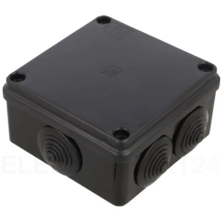 PUSZKA HERMETYCZNA BEZHALOGENOWA CZARNA UV Z DŁAWIKAMI 100x100x50 IP65