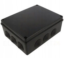 PUSZKA HERMETYCZNA BEZHALOGENOWA CZARNA UV Z DŁAWIKAMI 240x190x90 IP65