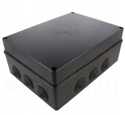 PUSZKA HERMETYCZNA BEZHALOGENOWA CZARNA UV Z DŁAWIKAMI 300x220x120 IP65