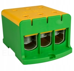 BLOK ROZDZIELCZY ZŁĄCZKA PRZELOTOWA 3x240 ŻÓŁTO-ZIELONA NA SZYNĘ 3x35-240mm
