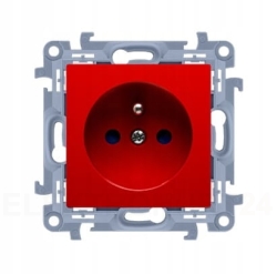Simon 10 GNIAZDO WTYCZKOWE POJEDYNCZE Z UZIEMIENIEM Z PRZESŁONAMI CZERWONE