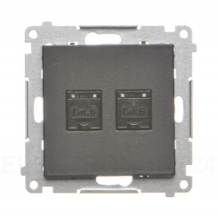 Simon 55 GNIAZDO KOMPUTEROWE PODWÓJNE RJ45 kat.6 CZARNY MAT
