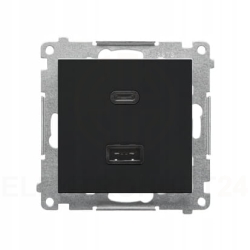 Simon 55 Ładowarka USB C+A (moduł), 30 W, 230V czarny mat TEC2CAQ.01/149