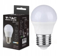 ŻARÓWKA LED V-TAC 3,7W E27 Kulka G45 VT-1830-N 3000K BARWA CIEPŁA 320lm