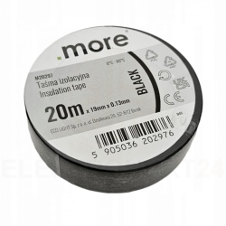 TAŚMA IZOLACYJNA Z PCV/PVC 19mm x 0,13mm CZARNA 20m Ecolight /1szt./