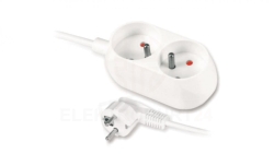 Przedłużacz z dwukrotnym gniazdem 2x2p+Z 16A 5m biały