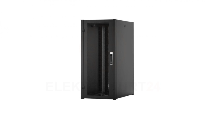 Szafa sieciowa stojąca Hyper Pro 19 26U rack 600x1000, drzwi przód perforacja, czarny, 1000kg DN-51018-P-B