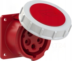Gniazdo tablicowe proste 16A 5P 400V /75x75/ czerwone IP67 POWER TWIST
