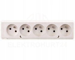 Gniazdo przenośne pięciokrotne 16A 2P+Z 250V białe GN-570
