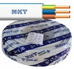 PRZEWÓD NKT PŁASKI INSTALACYJNY YDYp 3x1,5 żo 450/470V BIAŁY na metry