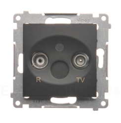 Simon 54 GNIAZDO ANTENOWE R-TV ŚCIENNE ZAKOŃCZENIOWE CZARNY MAT