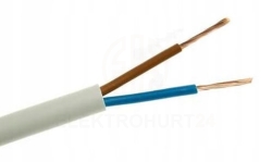 PRZEWÓD OKRĄGŁY MIESZKANIOWY OMY 2x1,5 H03VV-F 300/ 300V BIAŁY /na metry/