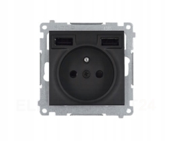 SIMON 54 GNIAZDO Z ŁADOWARKĄ USB CZARNY MAT