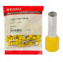 KOŃCÓWKA TULEJKOWA IZOLOWANA TE 6-12 ŻÓŁTA 100szt.