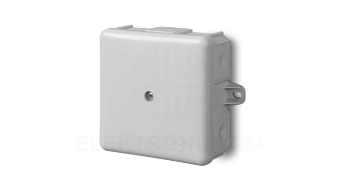 Puszka hermetyczna n/t 86x86x39mm z zaciskiem 5x2,5mm z uszami montaż. IP55 szary 0226-41