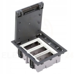 Simon Connect Puszka podłogowa 3-modułowa, 6x K45, gł. 70mm + SM302/9 szara