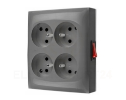 Aquaclick gniazdo NT 4-krotne z wyłącznikiem szary