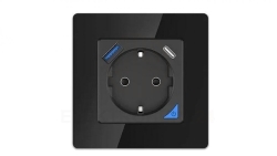 Inteligentne gnizodo SMART LIFE WALL SOCKET OUTLET 230V + SINGLE FRAME WIFI 1xUSB A 1xUSB C czarne EXTRALINK EX.35748
