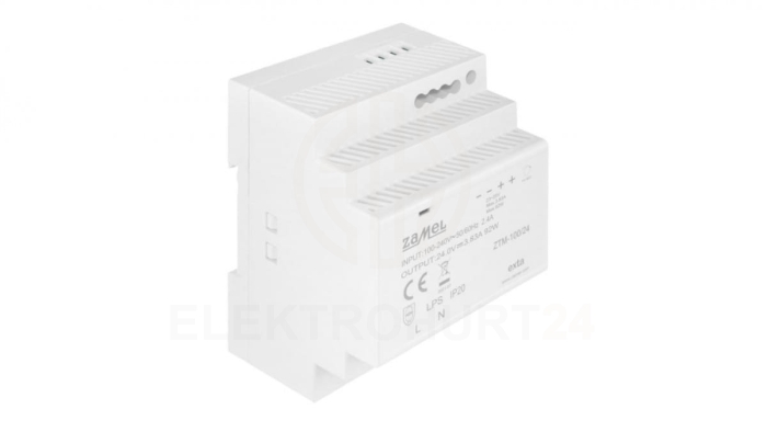 Zasilacz impulsowy montowany na szynie TH-35 (DIN) 100W 24V DC typ: ZTM-100/24 EXT10000286
