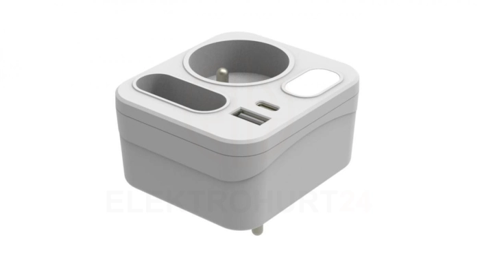 Rozgałęźnik MARINA 2x USB (A+C) PD 20W ze światełkiem nocnym orientacyjnym szybkie ładowanie / 34110