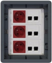 Puszka podłogowa Floorbox 3-modułowa gniazdka elektryczne z/u, RJ-45, Simon