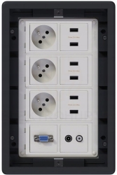 Puszka podłogowa Floorbox 4-modułowa USB VGA TV-SAT Simon Connect