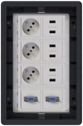 Puszka podłogowa Floorbox 4-modułowa Gniazdko z/u USB VGA Simon Connect