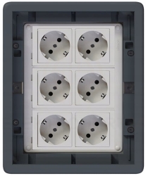 Puszka podłogowa Floorbox 3-modułowa 6 gniazdek elektrycznych schuko, Simon